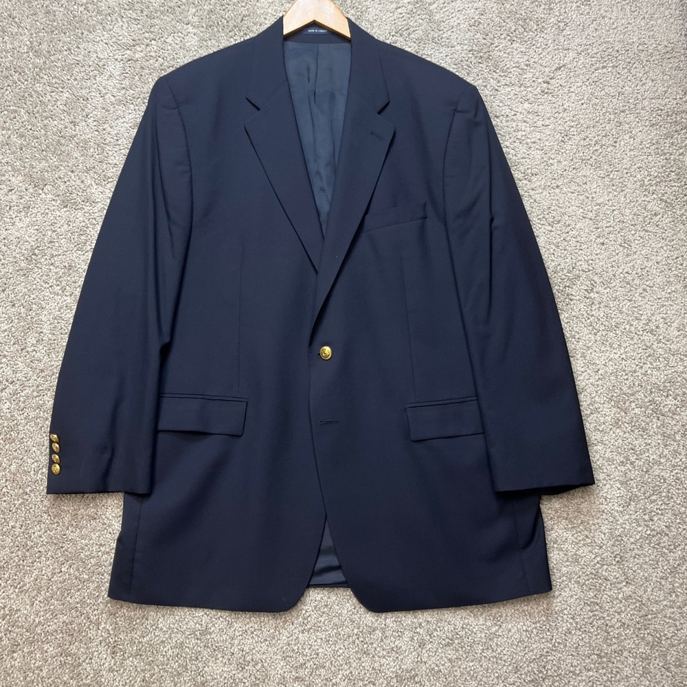 Chaps Ralph Lauren Blazer Mens 46L Navy Wool Gold Buttons Made in Canada